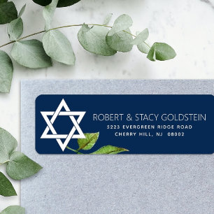 Marine Blue Bat mitzvah Star of David Floral Adres