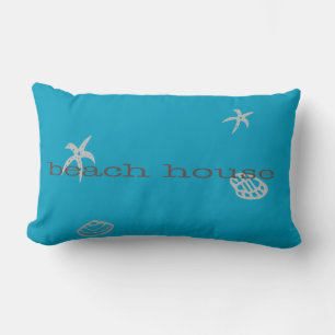 Marine Blue Beach House Nautical Lumbar Pillow