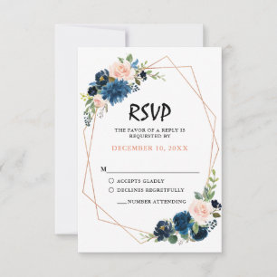 Marine Blue Blush Rose Rose Boho mariage RSVP