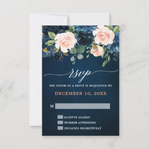 Marine Blue Blush Rose Rose Boho mariage RSVP