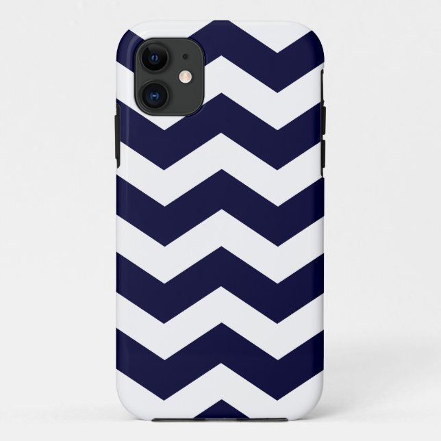 Marine Blue Chevron Motif Coque Savvy iPhone 5 Coq (Dos)
