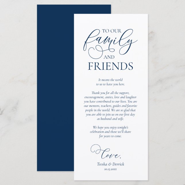 Marine Blue, Dîner Lieu Cadre Carte de remerciemen (Devant / Derrière)