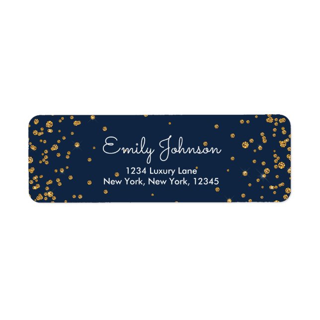 Marine Blue et Gold Foil Confetti Anniversaire (Devant)