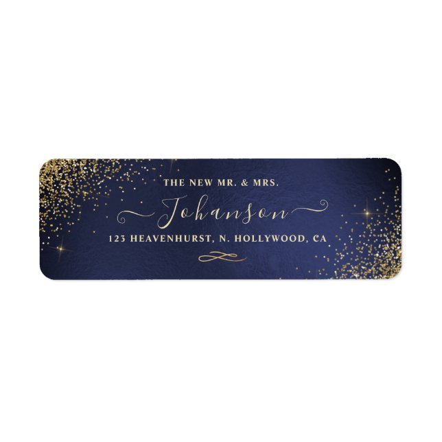 Marine Blue+Faux Gold Parties scintillant Adresse  (Devant)