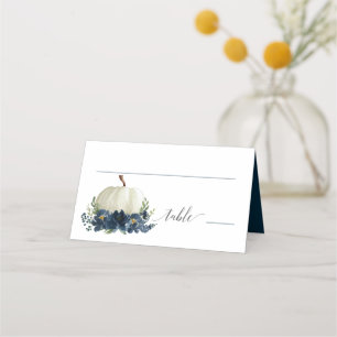 Marine Blue Floral Citrouille Cartes de