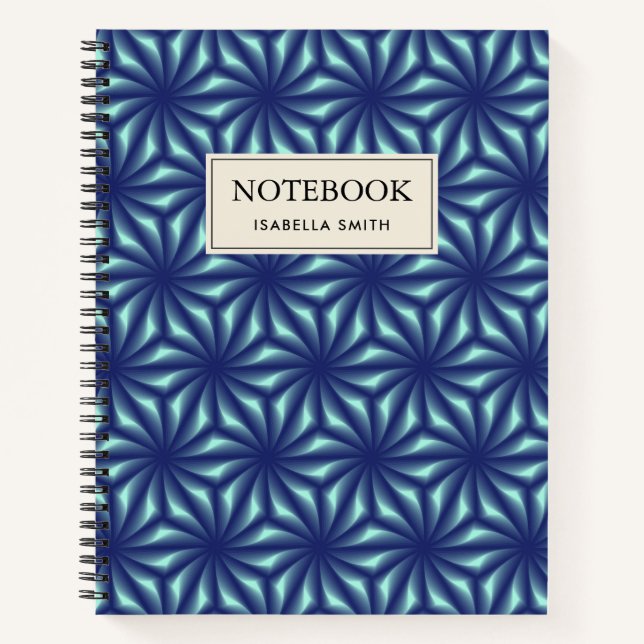 Marine Blue Fractal Pattern Notebook (Front)