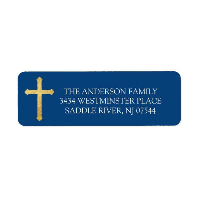 Marine Blue Gold Cross Holy Communion Adresse de r (Devant)