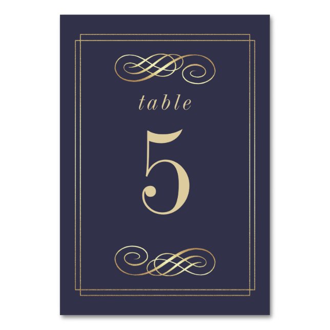 Marine Blue Gold Foil Élégant numéro de table de m (Par défaut)