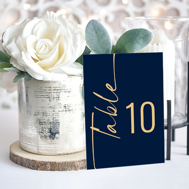 Marine Blue Gold Mariage Acrylique Numéro de table (Créateur téléchargé)