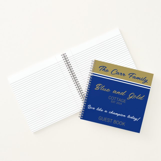 Marine Blue Gold White Livre d'invité Carnet spira (Intérieur)