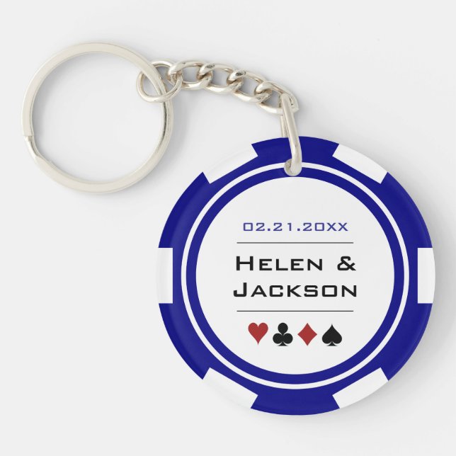 Marine Blue Lucky In Love Poker Chip Casino Mariag (Devant)