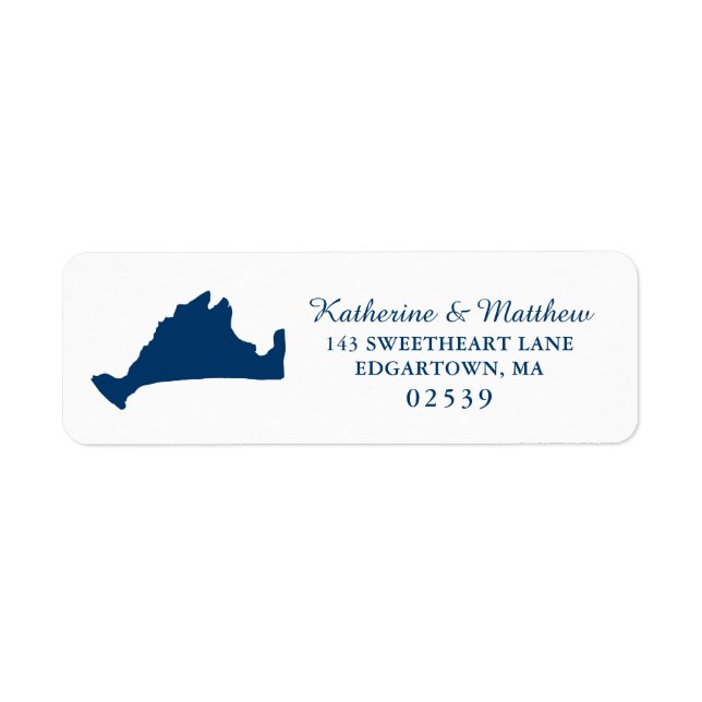 Marine Blue Marthas Vineyard Solid Map Mariage (Devant)