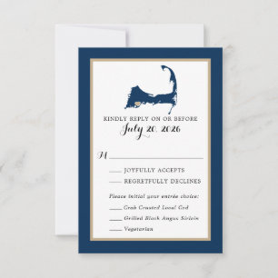Marine Blue Mashpee Cape Cod Carte Mariage RSVP me
