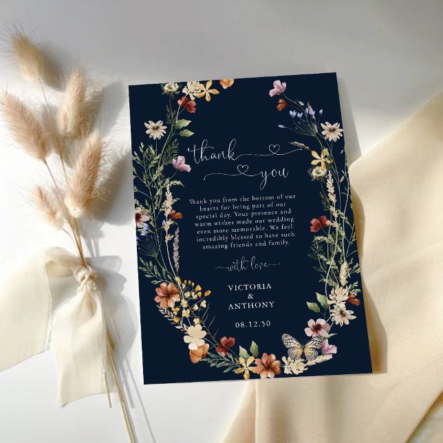 Marine Blue Minuscule Fleur sauvage Mariage Merci  (Créateur téléchargé)