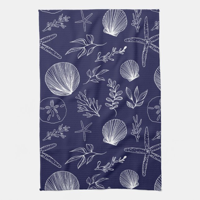 Marine Blue Ocean Elements Cuisine Serviette (Vertical)