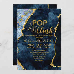 Marine Blue Pop Fizz Clink Bachelorette Invitation
