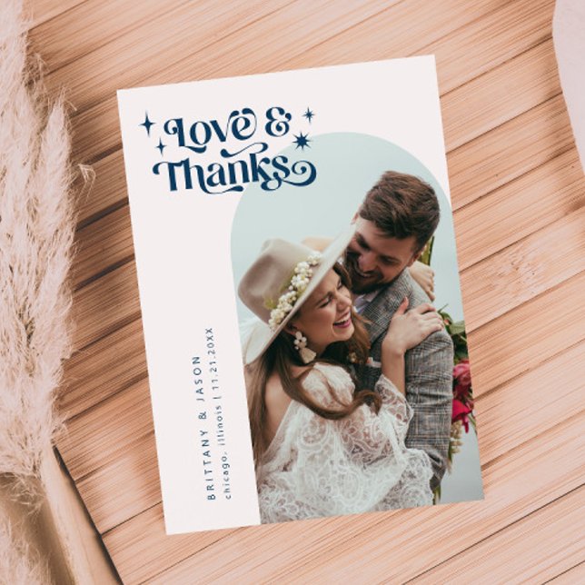 Marine Blue Retro Amour & Merci White Arch Mariage (Créateur téléchargé)