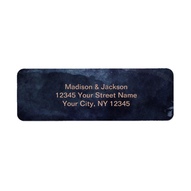 Marine Blue & Rose Gold Mariage Adresse de retour (Devant)