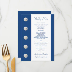 Marine Blue Sand Dollars Mariage Menu Modèle