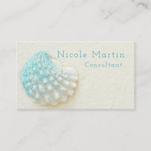 Marine Blue Shell White Sand Beach Business Card