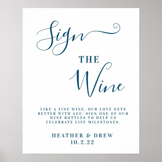 Marine Blue Sign Vin Milestone Livre d'or Mariage (Devant)