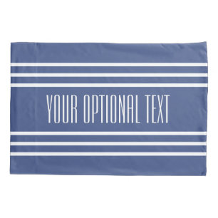 Marine Blue Stripes custom text pillow cases