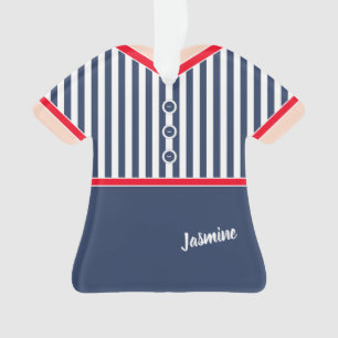 Marine Blue Stripes Red Trim Athletic Tennis Outfi