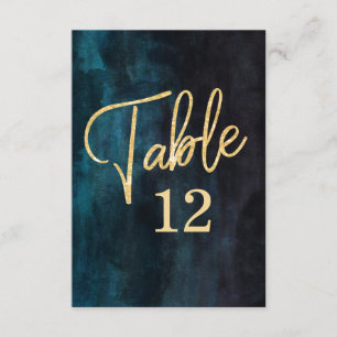 Marine Blue Watercolor & Gold Numéro de table Sièg