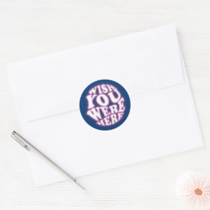 Marine blue wish classic round sticker