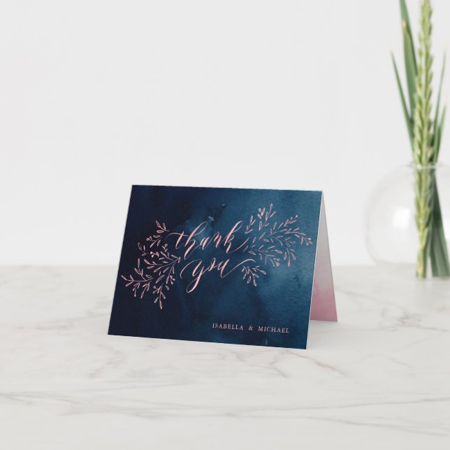 Marine blush rustique floral calligraphie merci (Devant)