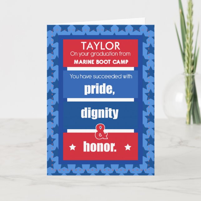 Marine Boot Camp Personalize Name Graduation Congr Card (Front)