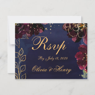Marine Bordeaux Mariage RSVP Carte de retour