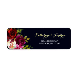 Marine Burgundy Marsala Aquarelle Adresse florale