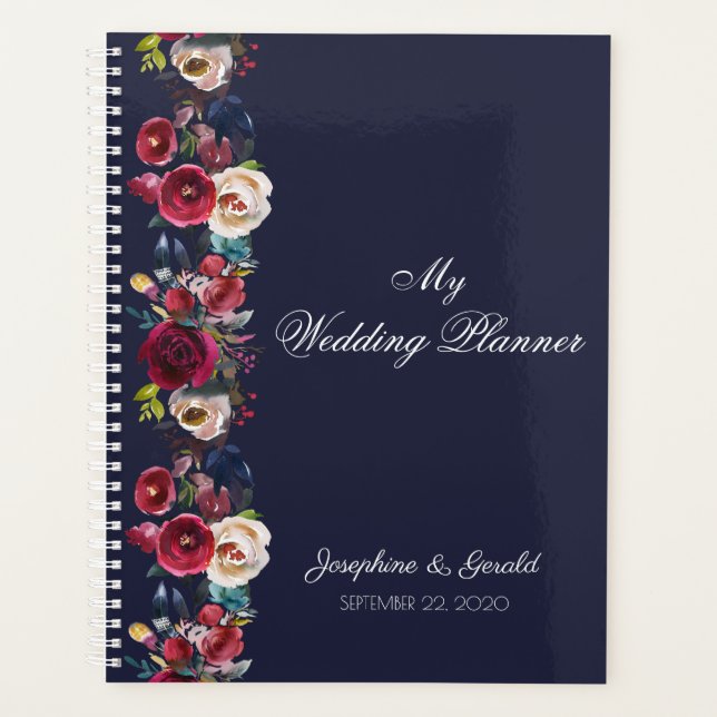 Marine Burgundy Merlot Floral Mariage (Devant)