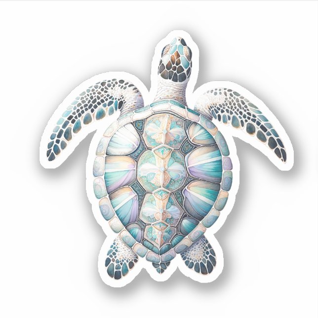 Marine Charm Stickers Watercolor Sea Turtle (Front)