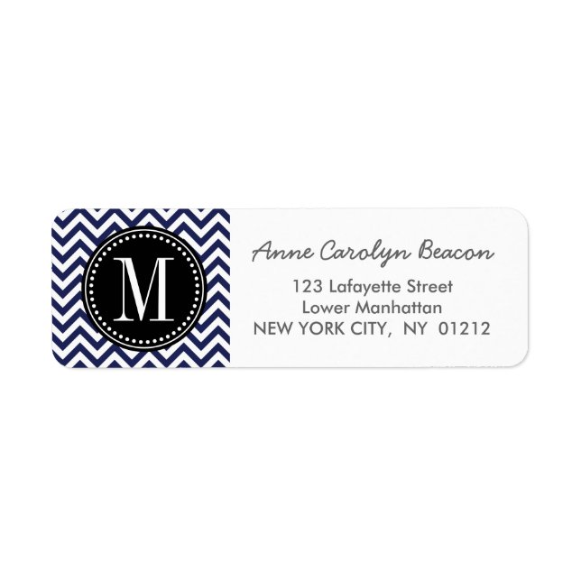 Marine Chevron Zigzag Monogramme personnalisé (Devant)