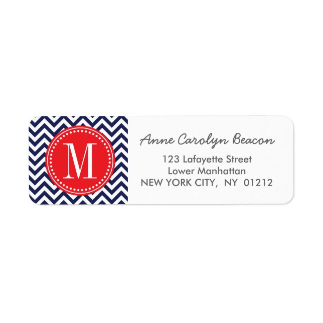 Marine Chevron Zigzag Monogramme personnalisé (Devant)