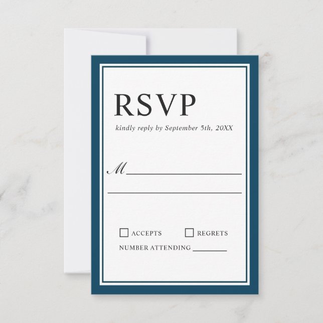 Marine classique simple et mariage blanc RSVP (Devant)