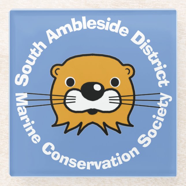 Marine Conservation With Otter Head. Glass Coaster (Front)