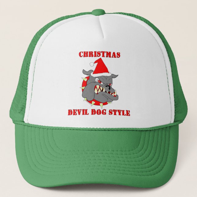 Marine Corps Christmas Devil Dog Style Trucker Hat (Front)