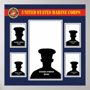 Marine Corps Photo Collage with USMC Seal Poster