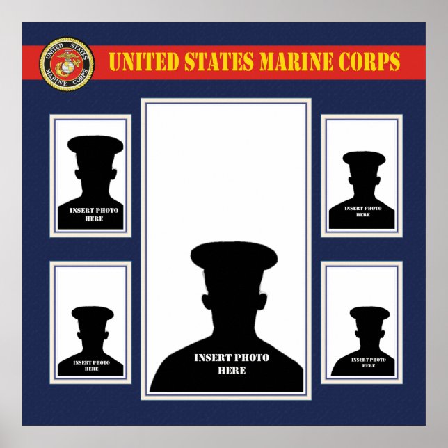 Marine Corps Photo Collage with USMC Seal Poster (Front)