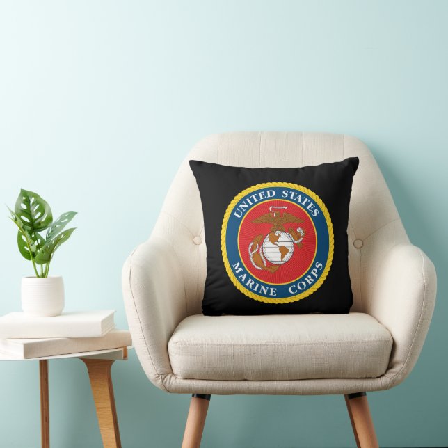 Marine Corps Seal - Flat Throw Pillow (Chair)
