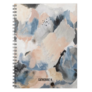 Marine de marbre d'aquarelle et carnet rose