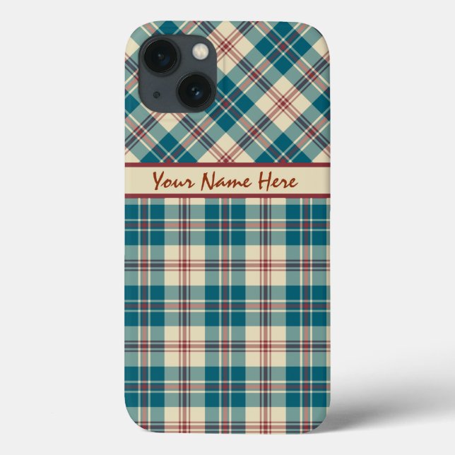 Marine Deep Red Beige Plaid iPhone 6 Coque Xtreme (Verso)