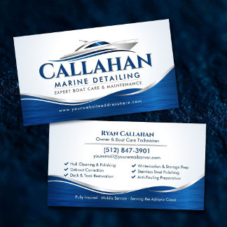 Marine Detailing Boat Cleaning Service Business Card