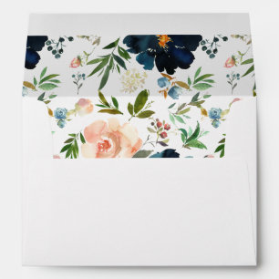 Marine & Dusty Blue, Enveloppe florale rose