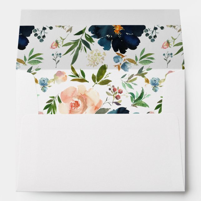 Marine & Dusty Blue, Enveloppe florale rose (Dos (Bas))