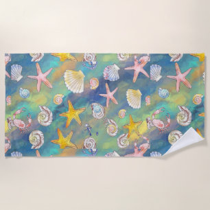 Marine Element Starfish Shellfish Call of the Sea Beach Towel