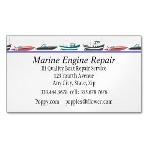 Marine Engine Boat Motor Repair Service  Magnetic Business Card